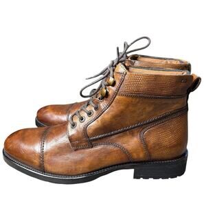 Kenneth Cole Reaction Men’s Boot Brewster Combat Leather Lace Up Brown Size 7